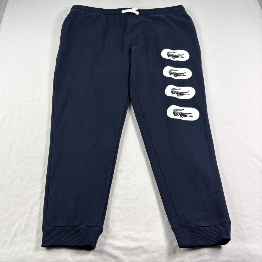 Lacoste Jogger Sweatpants Mens 3XL Blue Big Croc Tapered Lounge Casual